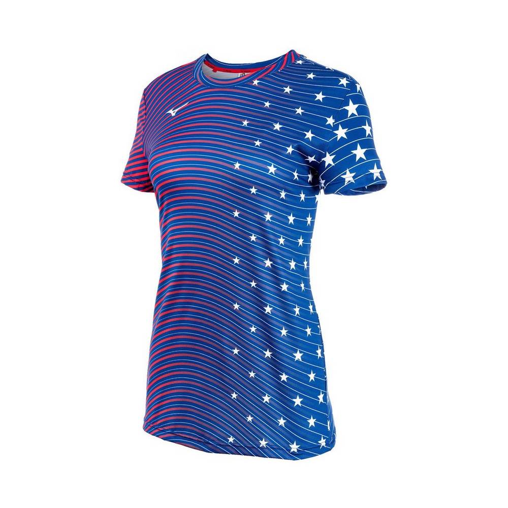 Maglietta Mizuno Printable Short Sleeve Donna - Blu Marino - 89041-ZPQN